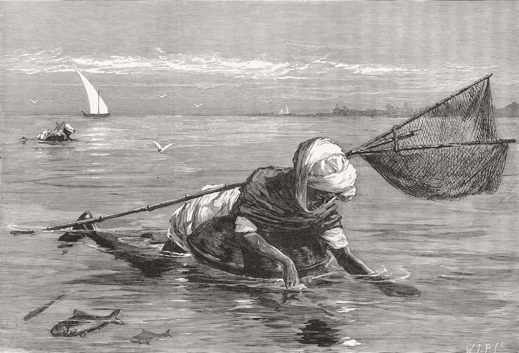 PAKISTAN. Pala fisherman on the Indus 1876 old antique vintage print picture